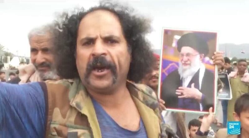 Protests in Sanaa, Yemen: Houthis support Iran